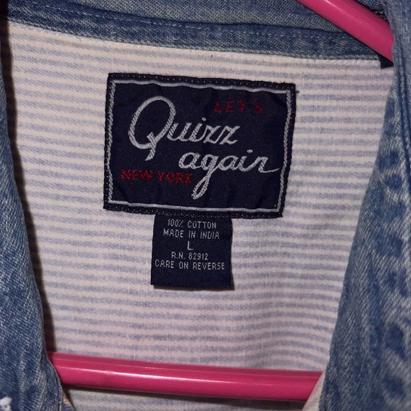 Quizz Again Cat Embroidered Button Down Top - Picture 2 of 5